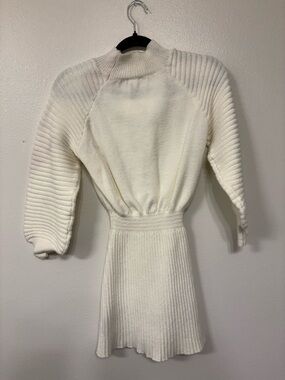 Cozy Cream Ribbed Knit Sweater Dress
